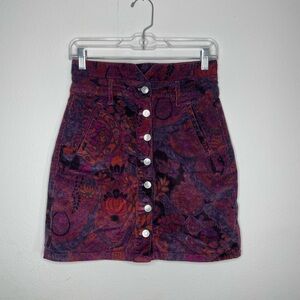 Anthropologie Pillcro Women's Purple Paisley Button-Up Skirt